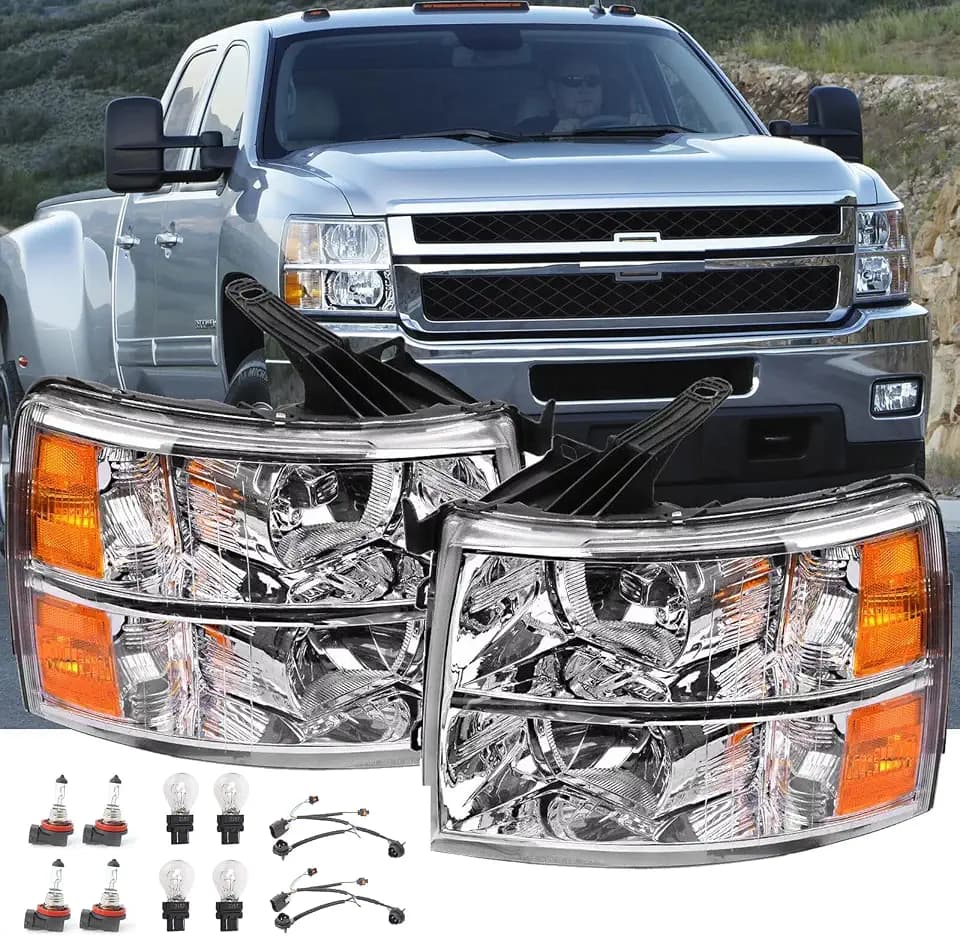 Headlight Assembly w/Bulbs and Harness kit For 2007-2013 Silverado 1500