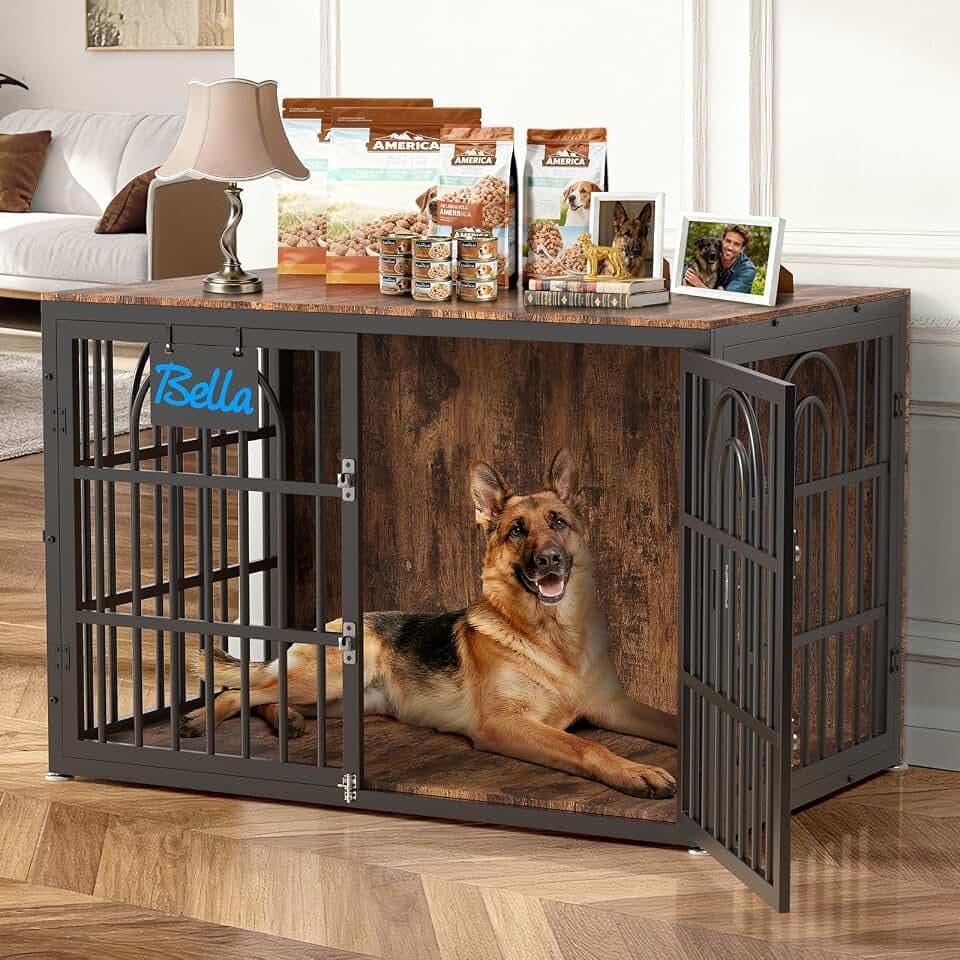 47 Inch Antique Walnut Dog Crate Furniture