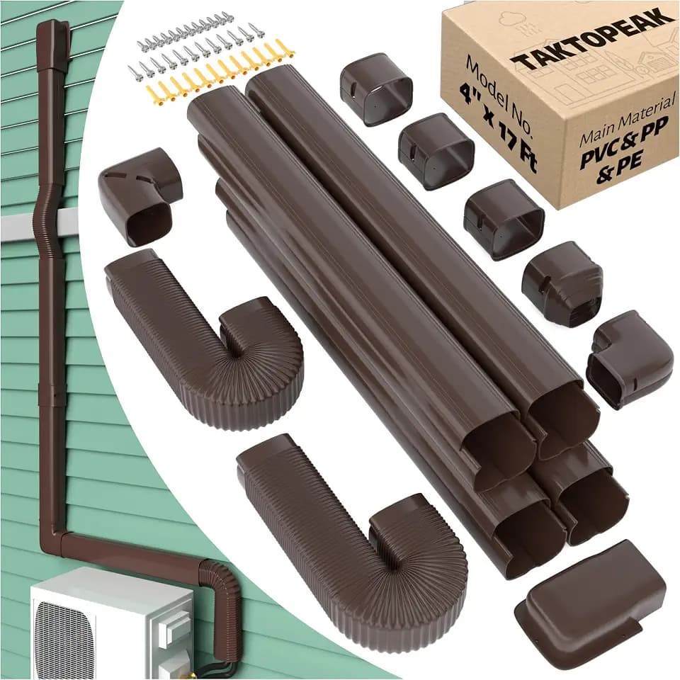 4'' 17 Ft Mini-Split Line Set Cover, AC Pipe Cover Line Hide Lineset Kit