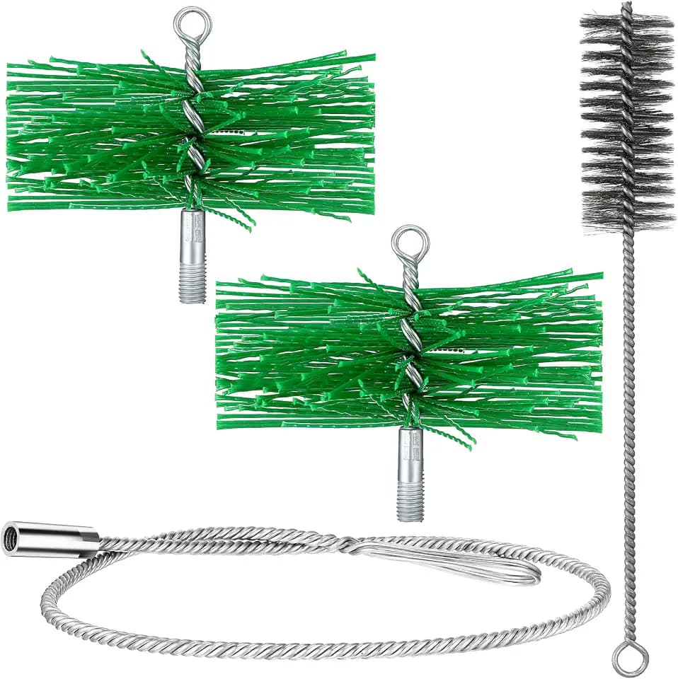 4 Stück Kaminbürste Set Kunststoff Ø 16/15 cm Edelstahl Ø 4 cm 1 m