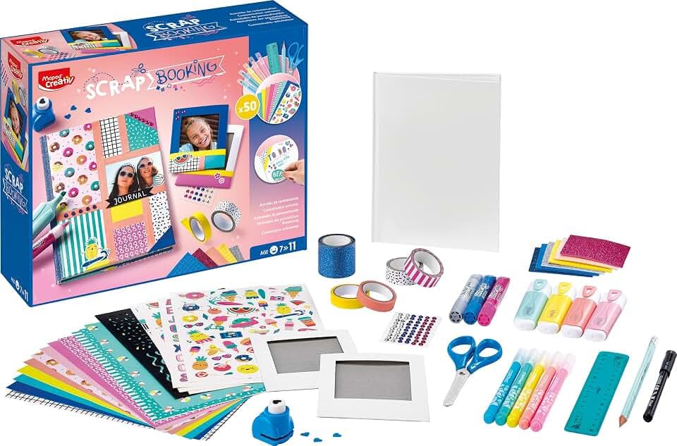 Maped CREATIV - Kreativ-Set SCRAPBOOKING - Komplett-Set inkl. Notizbuch und Bilderrahmen zum Gestalten - inkl. Stifte, Scheren, Papier, Sticker, Tape, bunt