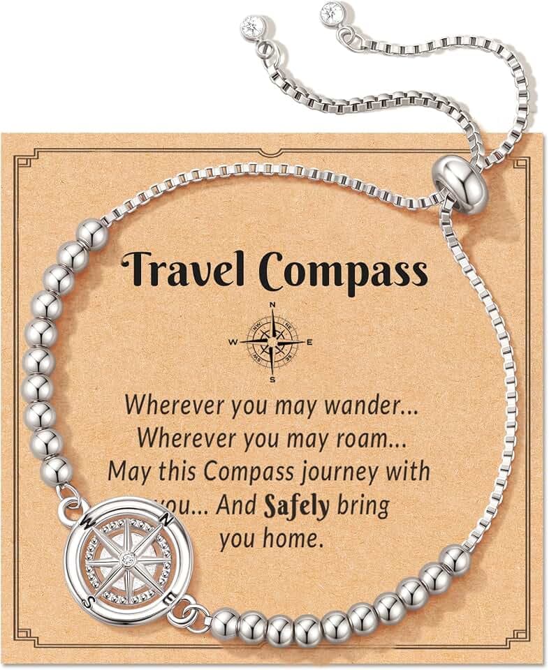 Shonyin Compass Bracelet for Women, Travel & Retirement Good Luck Gift