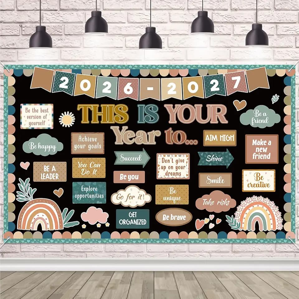 Boho Motivational Backdrop Banner This is Your Year Classroom Decor