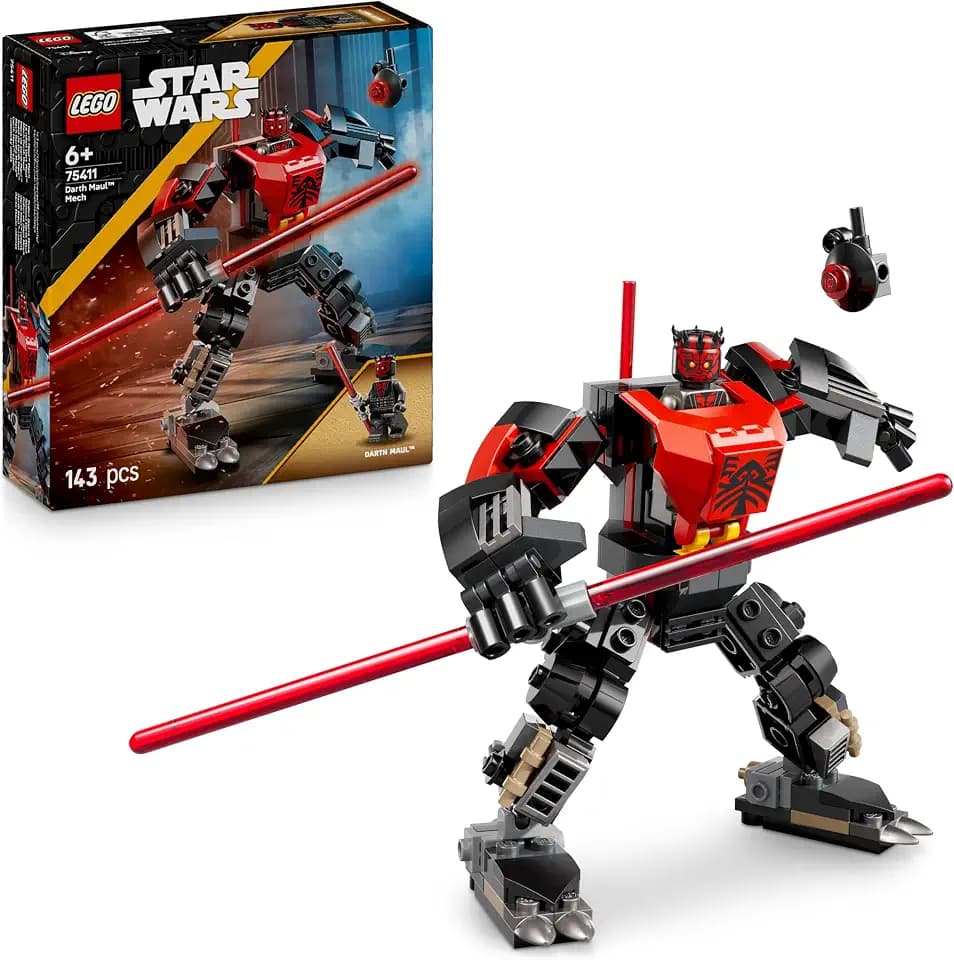 LEGO Star Wars 75411 Darth Maul Mech Bauspielzeug - Spiel- und Ausstellungsfigur mit doppelklingigem roten Lichtschwert und Mini-Figur - Geschenk für Jungen ab 6 Jahren und Fans von The Clone Wars