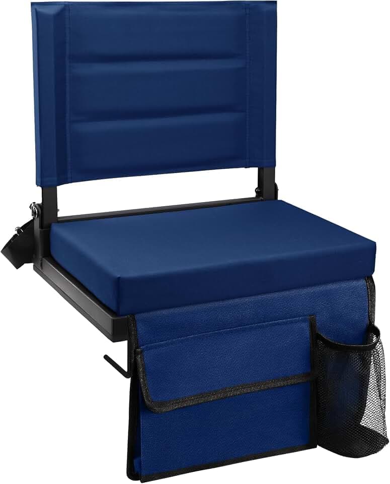 Stadium Seat for Bleachers with Back Support and Thick Padded Cushion