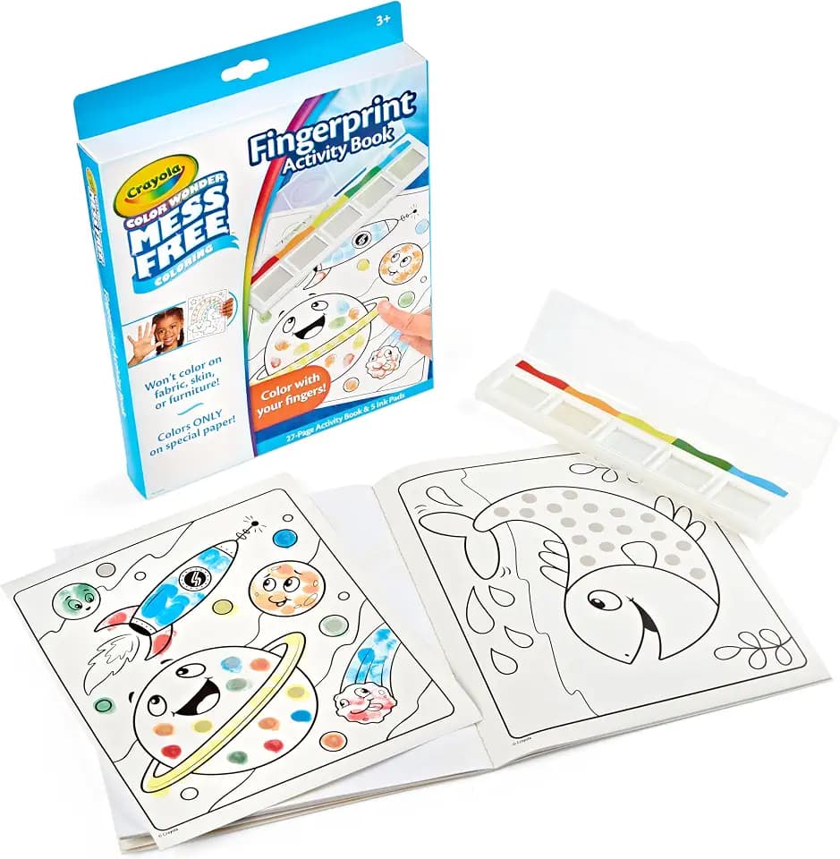 Crayola Color Wonder Mess Free Fingerprint Activity Book, Finger Painting Alternative, Arts & Crafts Gift for Kids Ages 3+