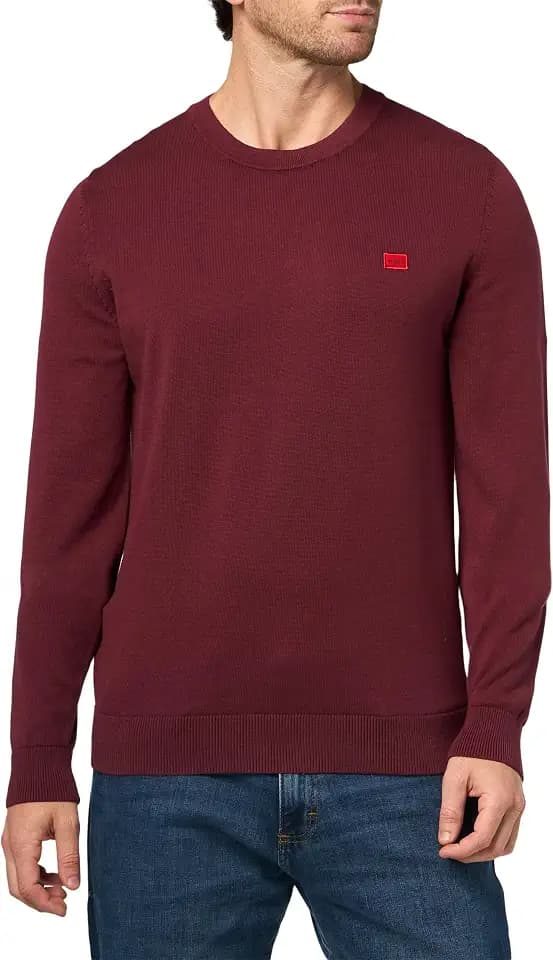Hugo Men's Small Woven Label Cotton Sweater