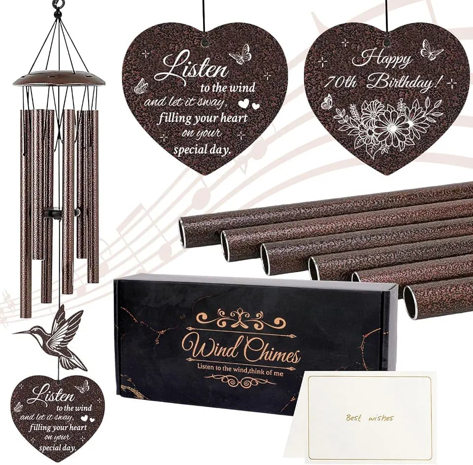 Keluna 70th Birthday Gifts for Women - 70th Birthdays Wind Chimes for Outside 70 Year Old Birthday Gifts for Women Her Grandma Mom Sister Wife Friend Coworkers Colleague for Home Garden Decor