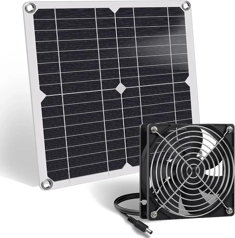 Solar Ventilator, 12W wetterfestes Solarpanel mit DC-Ventilator für kleine Hühnerställe, Gewächshäuser, Schuppen, Haustierhäuser, Zu-oder Abluft