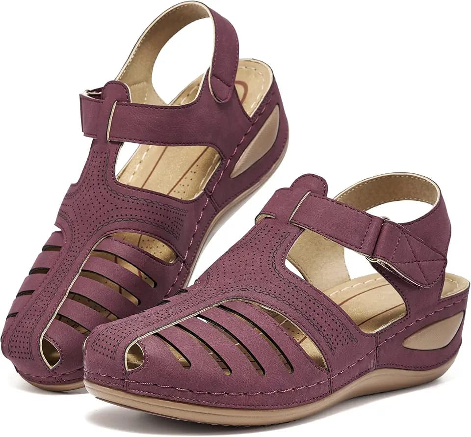 HARENCE Women's 2026 Wedge Sandals: Platform Closed Toe Ankle Strap Casual Dressy Fisherman Summer Shoes