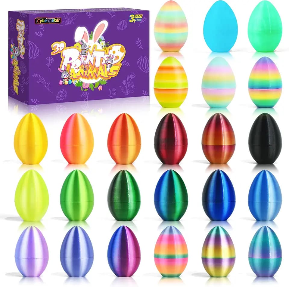 24 PCS 3D Printed Eggs, 2.36" Empty Eggs Fillable Eggshells for Easter Egg Hunt, Basket Fillers, Treats, Party Favor Supplies, Classroom Prizes