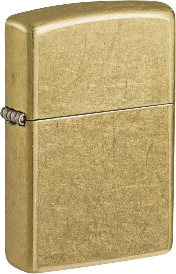 Zippo Sturmfeuerzeug - Street Brass, Base Model - Nachfüllbar - Wiederverwendbar - Windfestes Design - Geschenkbox - Made in USA