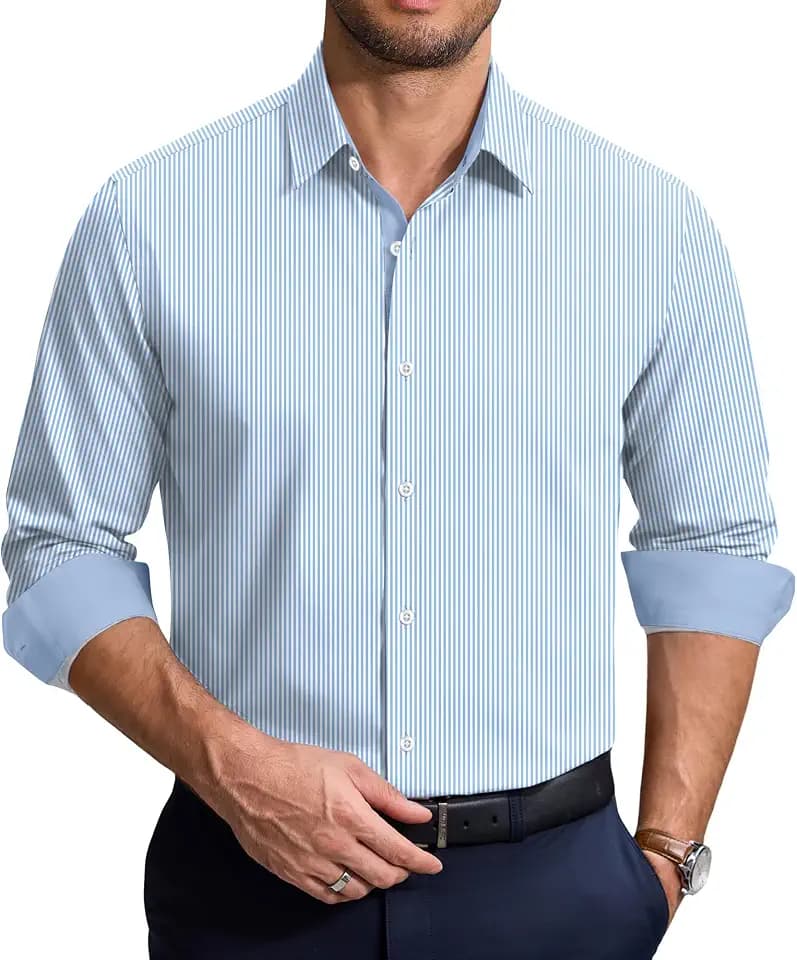 COOFANDY Men's Printed Dress Shirts Long Sleeve Business Button Down Shirt Contrast Collar Shirts for Men