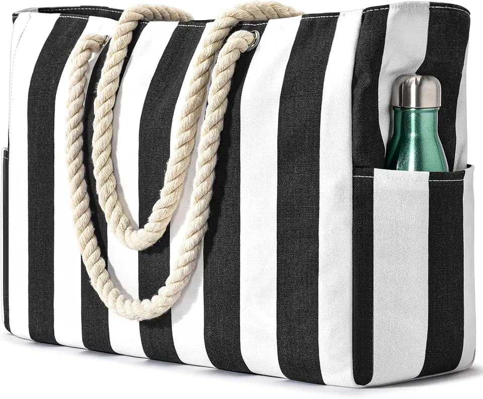 Becokan Beach Bags for Women Stripe Large Beach Tote Bag