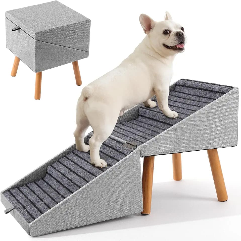 17" H Split Ottoman Dog Ramp for Couch, Foldable Dog Stairs for Small Dogs