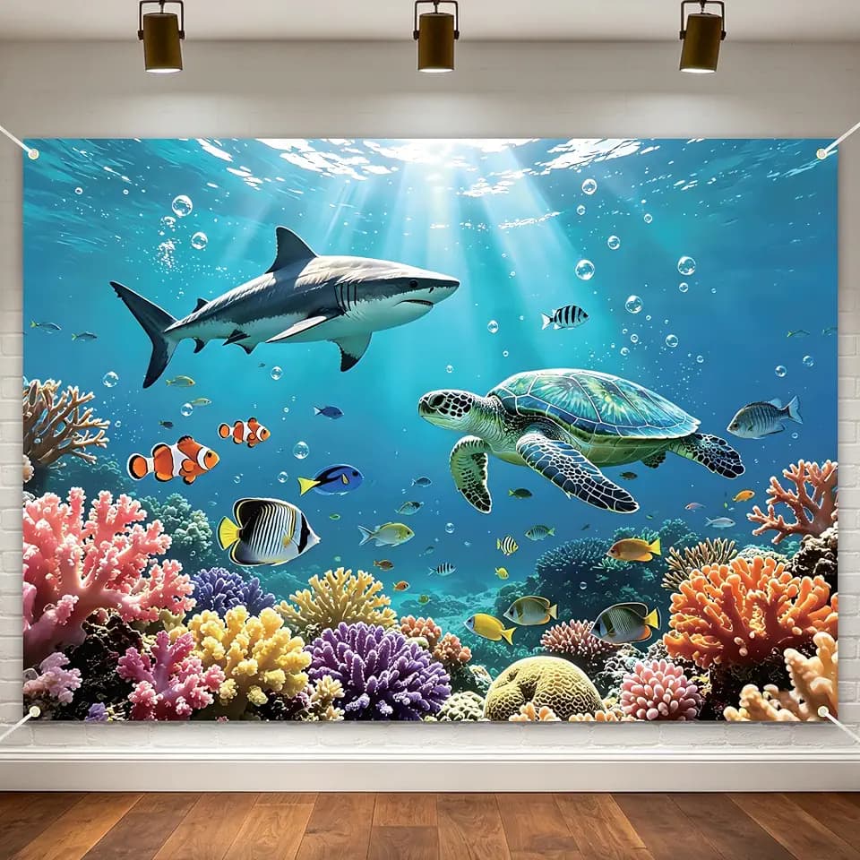 Under The Sea Backdrop 7x5FT, Ocean Underwater Coral Photography Background
