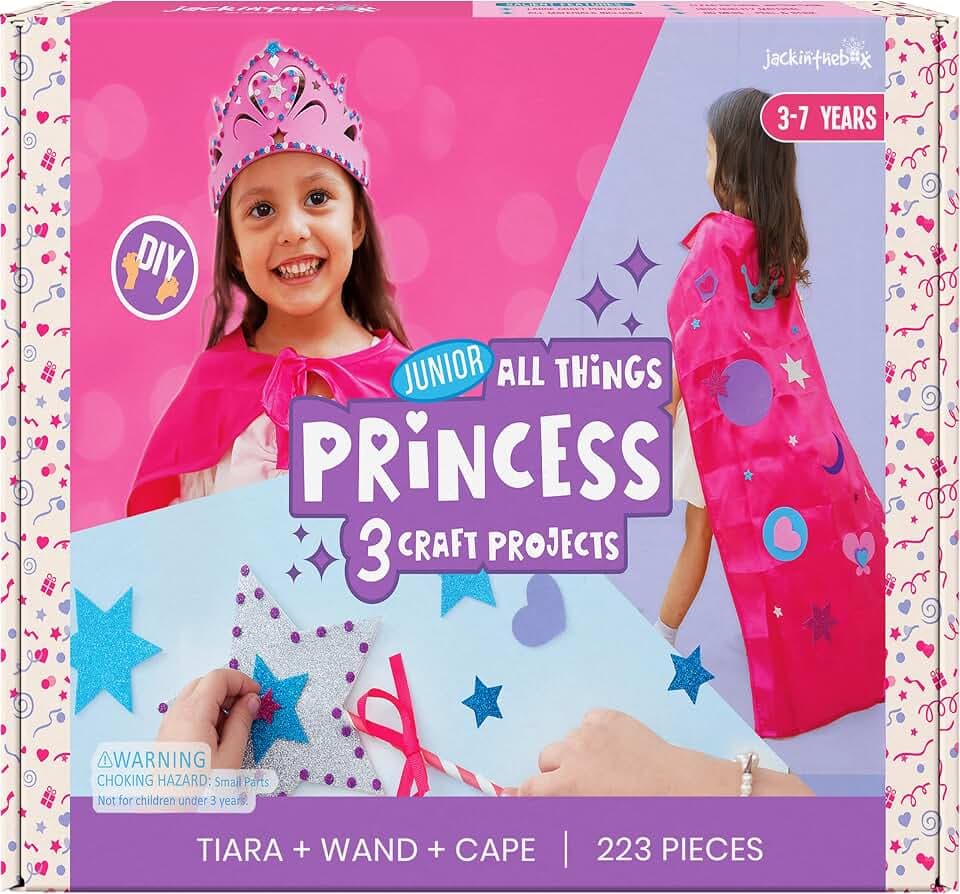 jackinthebox Princess Tiara Wand Cape Art Craft Kit for Girls Ages 4+