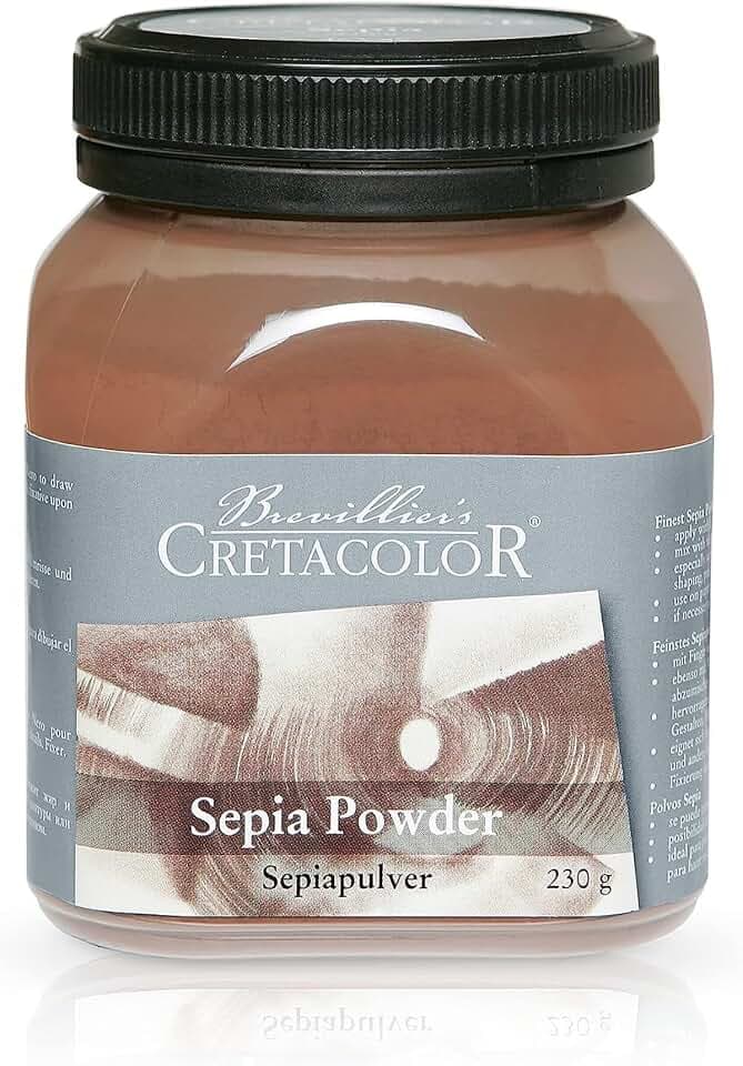 CRETACOLOR Künstlerpulver, Sepiapulver, 230g, in Kunststoffdose, verwischbar, mit Wasser vermalbar