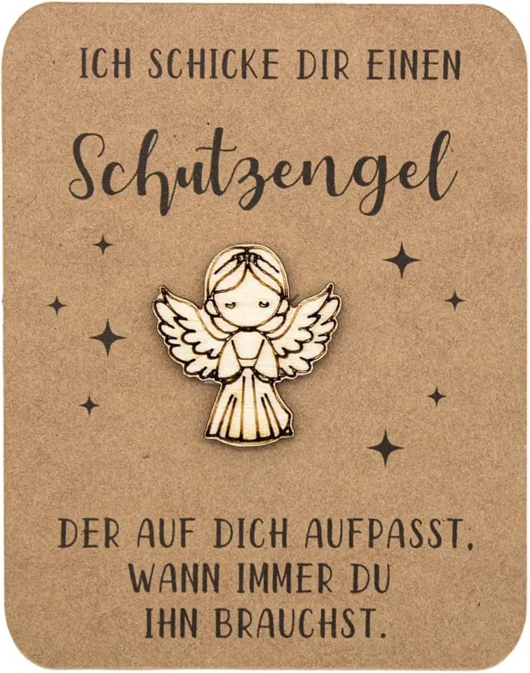 Schutzengel Holz - Geschenkkarte Schutzengel, Mutmacher Glücksbringer als Geschenk für Fahranfänger Freunde Familie Mitbringesel