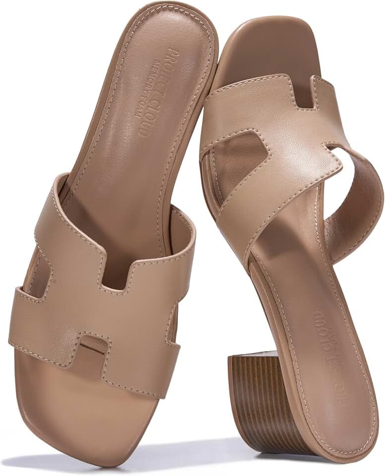 Project Cloud 100% Genuine Leather Block Heeled Sandals for Women(Opal)
