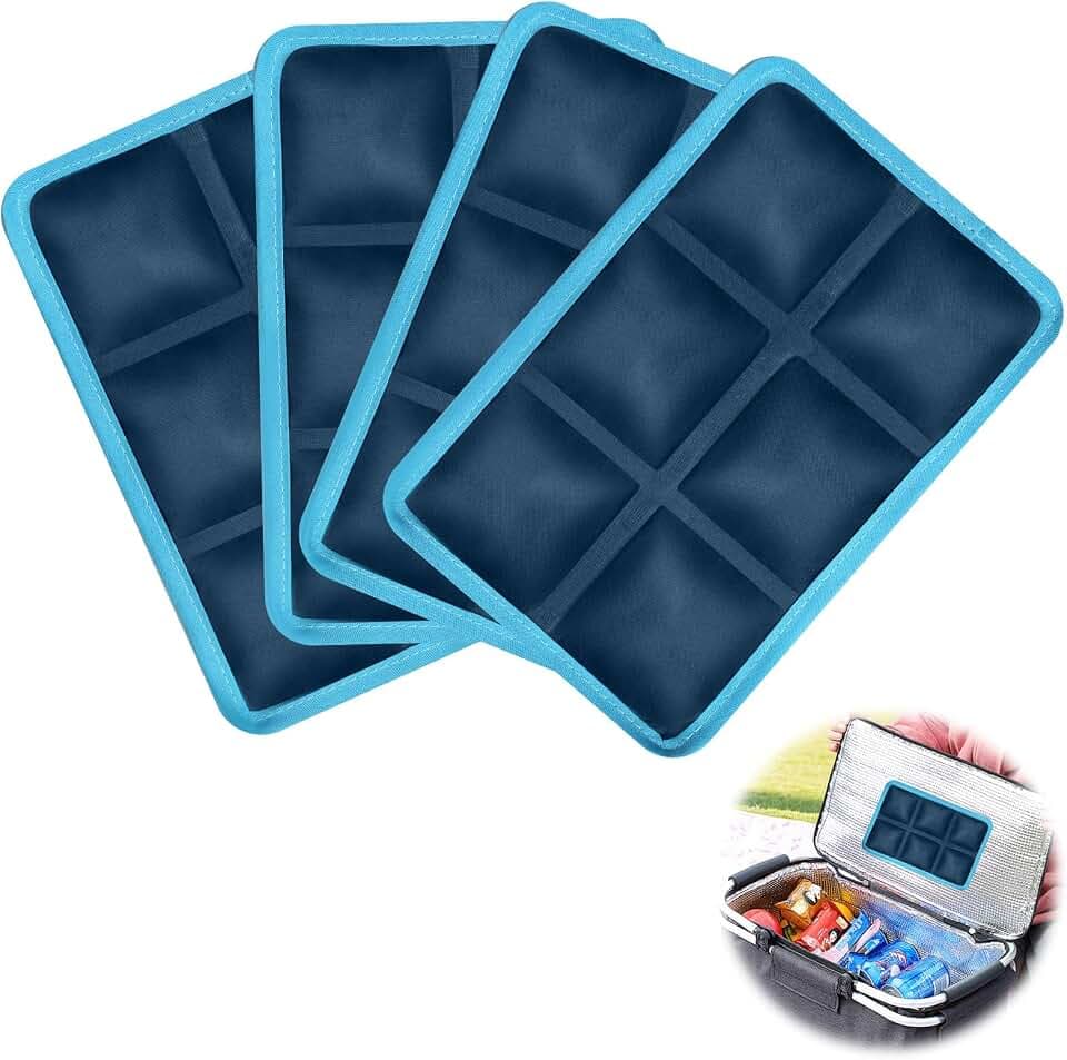 Ice Packs for Lunch Boxes and Coolers, 4 Pack (6”x4”x0.7”)