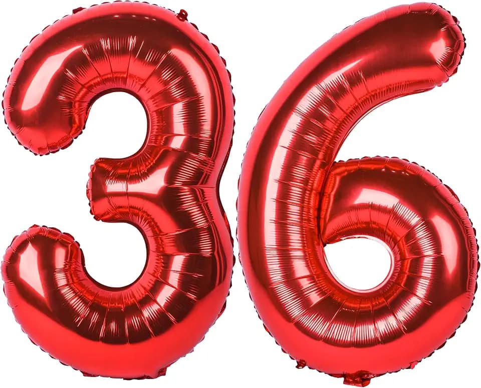 40 Inch Red Number 36 Balloon Giant Helium Polyester Film Digit 36