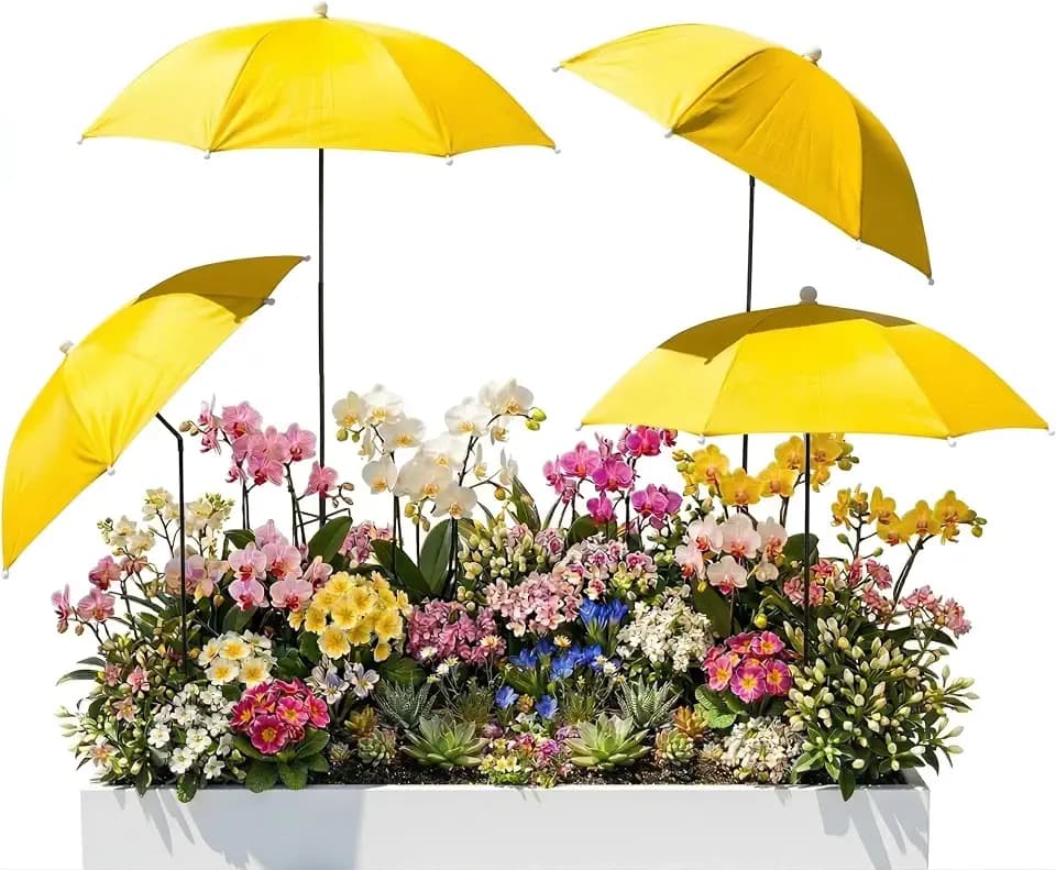 4-Pack Plant Umbrellas for Outdoor Plants, Yellow Umbrella for Plants
