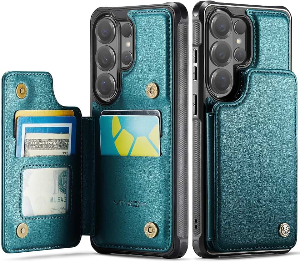 Vinich for Samsung Galaxy S26 Ultra Wallet Case with Card Holder, Bluegreen