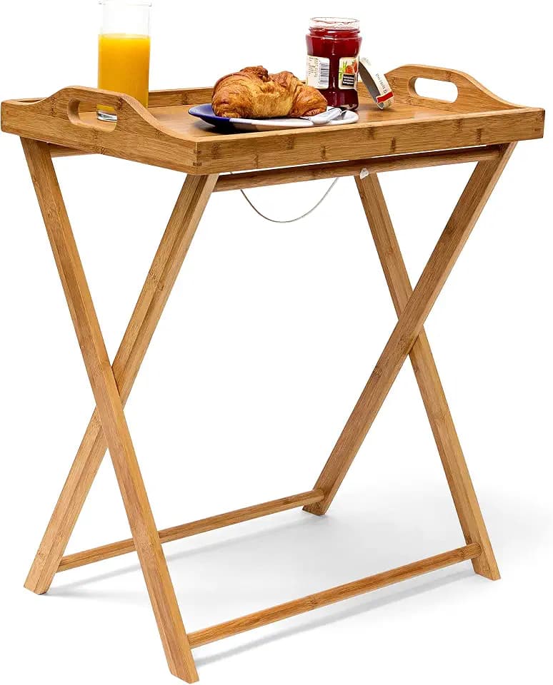 Relaxdays Tabletttisch, Bambus, HxBxT: 63,5 x 55 x 35 cm, Natur
