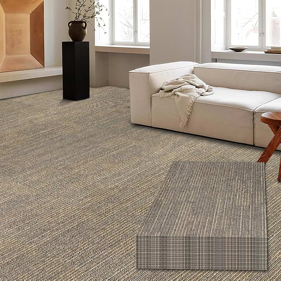 Carpet Tiles 24"x 24" Squares Carpet Reusable,18 Tiles, Non Slip Easy DIY Installation Seamless Floor Tiles Rug for Bedroom Living Room Office etc