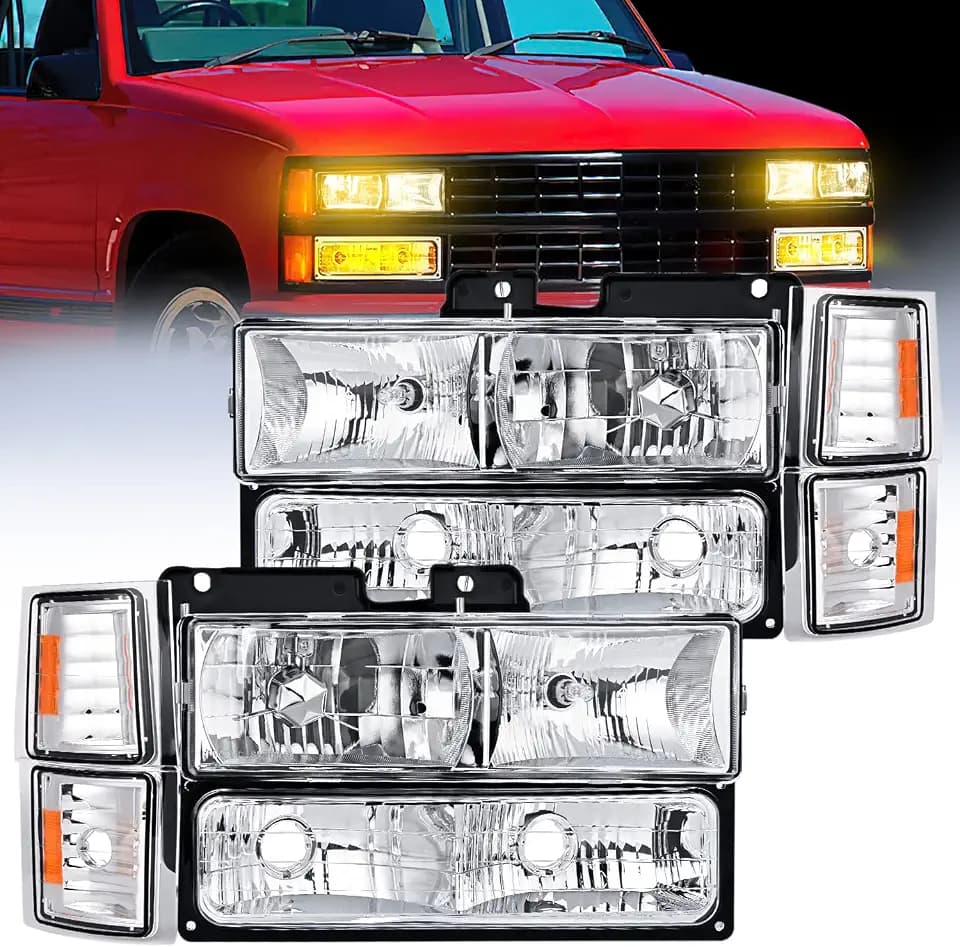 Nilight Headlight Assembly Compatible with 94-98 GMC Sierra Chevy Suburban