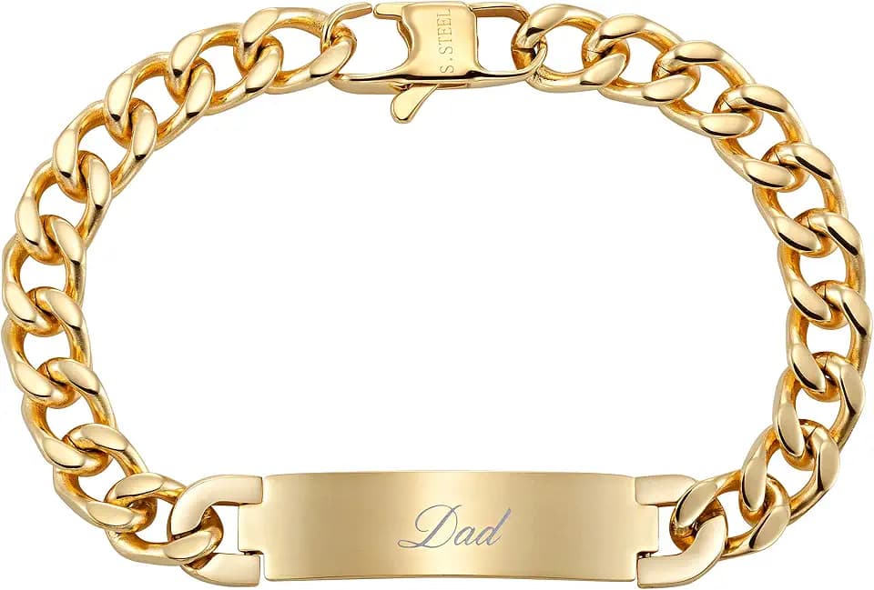Willis Judd Men's DAD Stainless Steel ID Curb Link Bracelet Engraved Love You Dad