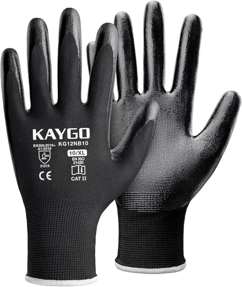 KAYGO Arbeitshandschuhe Nitril beschichtet, 12 Paar, KG12N