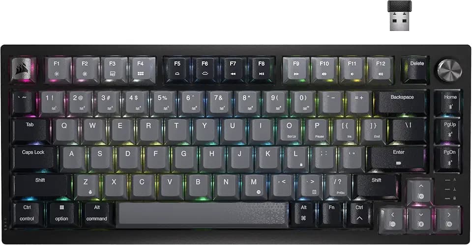 Corsair K65 Plus Wireless RGB 75% Mechanical Gaming Keyboard – Black/Gray