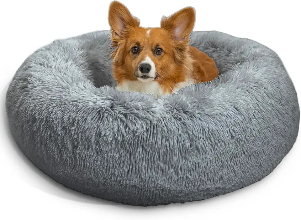 Best Friends by Sheri Original Calming Donut Dog Bed, Gray, Medium, 30"