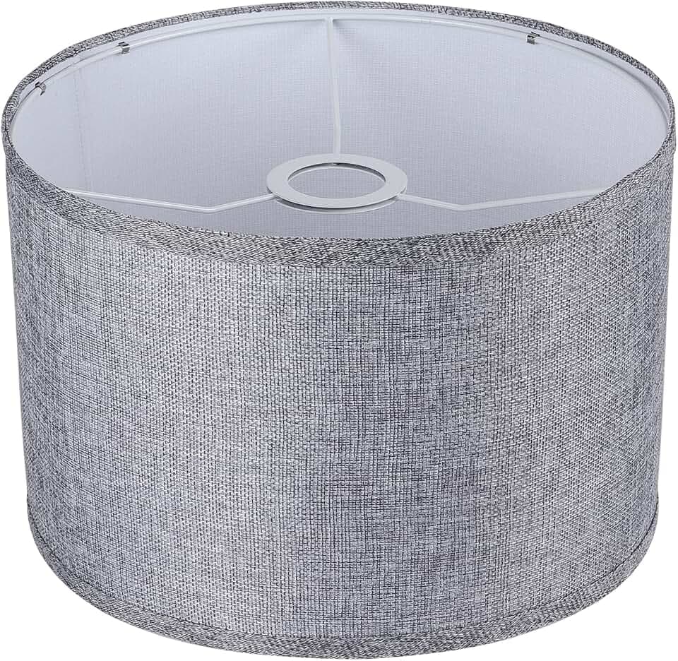 11"x11"x8" Assembly Required Lampshade for Floor Lamp, Table Lamp, Bedside Lamp, Fabric Drum Lampshade Classic Modern Style, Spider Fitter, Linen - Gray