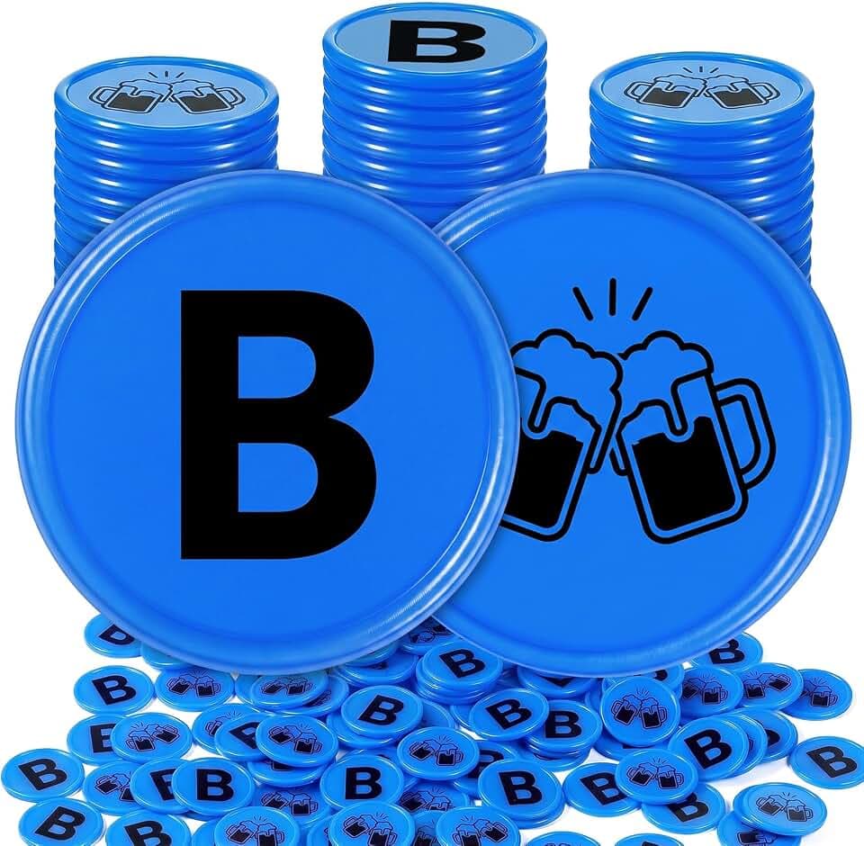 Nezyo 300 Stück Biermarken "B" Blau Wertmarken Chips Ø 24 mm Kunststoff