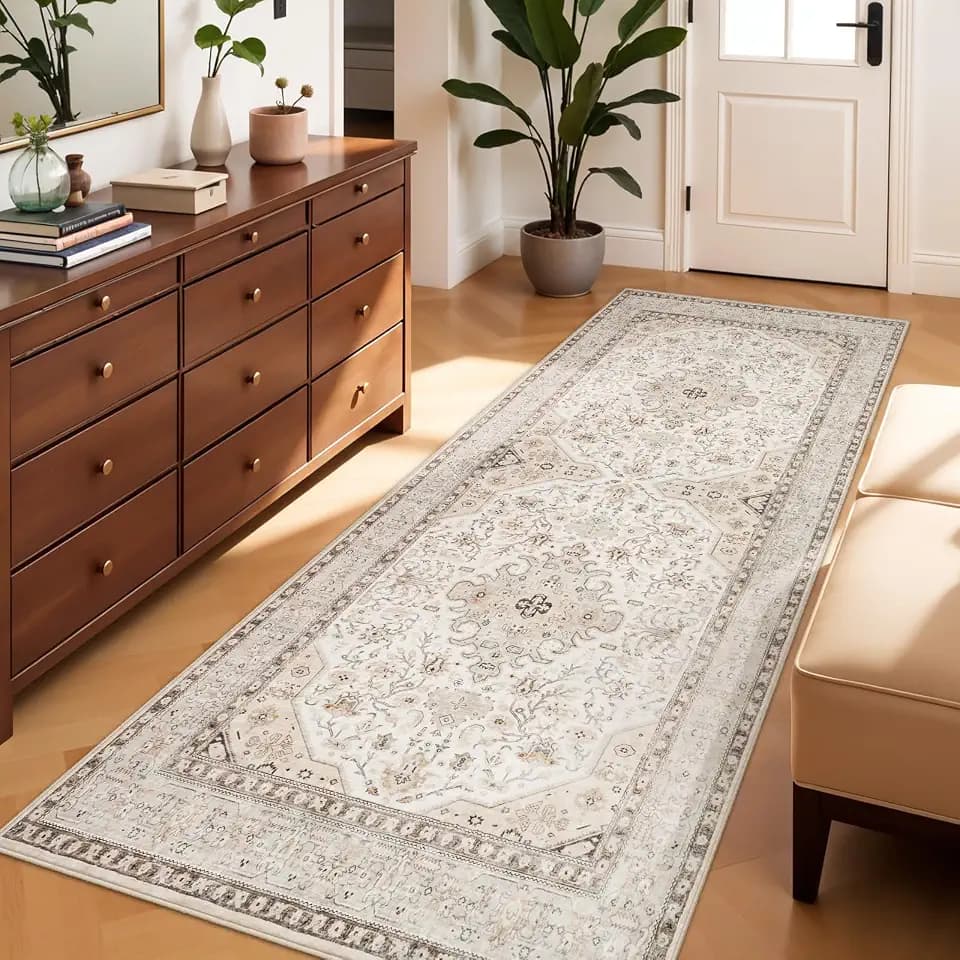 3x7 Rug Runner Washable Kitchen: Non Slip Soft Oriental Rugs for Entryway