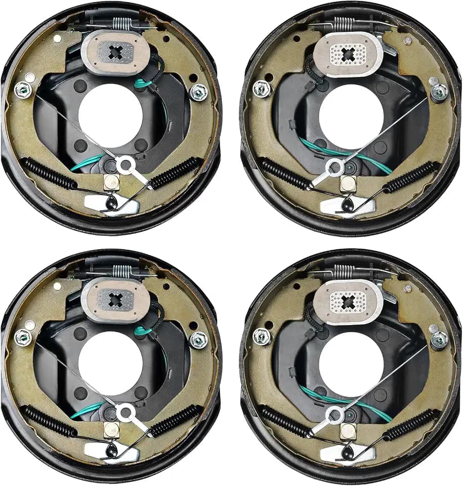 VEVOR Electric Trailer Brake Assembly, 10" x 2-1/4", 2 Pairs Self-Adjusting Electric Brakes Kit for 3500 lbs Axle, 4-Hole Mounting, Backing Plates for Brake System Part Replacement (2 Right + 2 Left)