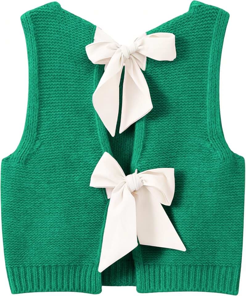 Lianlive Womens Summer Sweater Vest Top Casual Sleeveless Bow Tie Back Knit Tank Tops 2026 Cute Vacation Outfits
