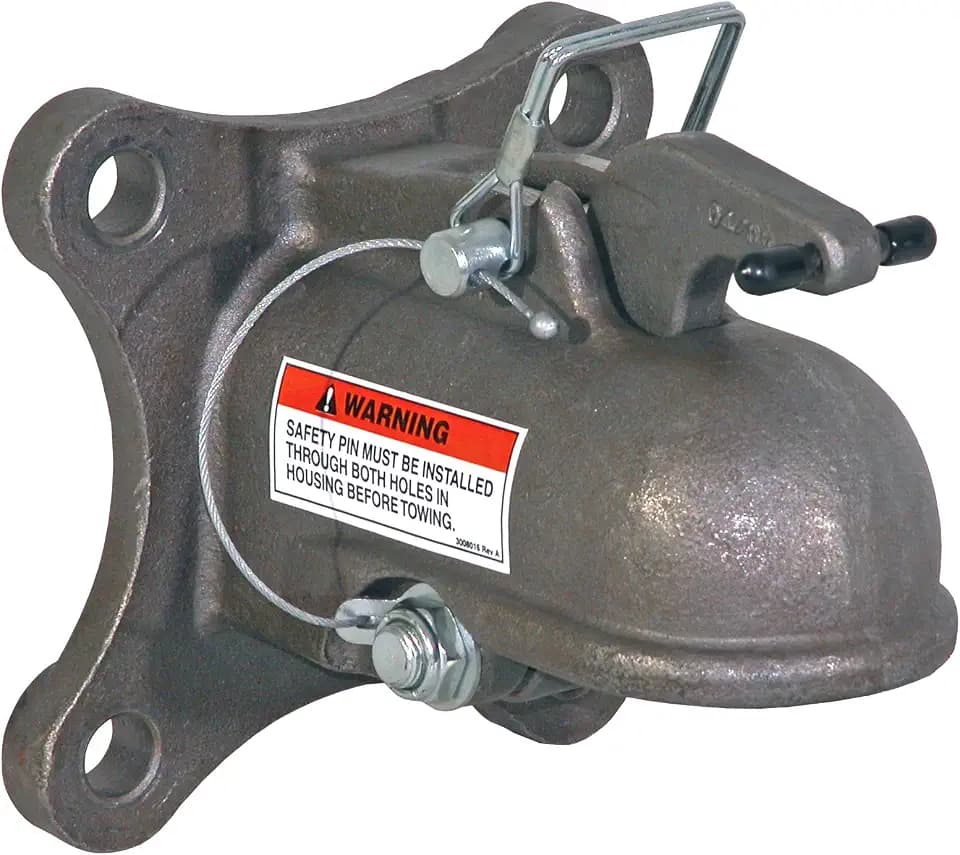 Buyers Products 0091558 2-5/16 Inch Heavy Duty One-Piece Cast Steel Trailer Coupler with 4-Hole Mounting Plate, Spring-Loaded Easy Latch, 18,000 lb Capacity for Equipment and Construction Trailers