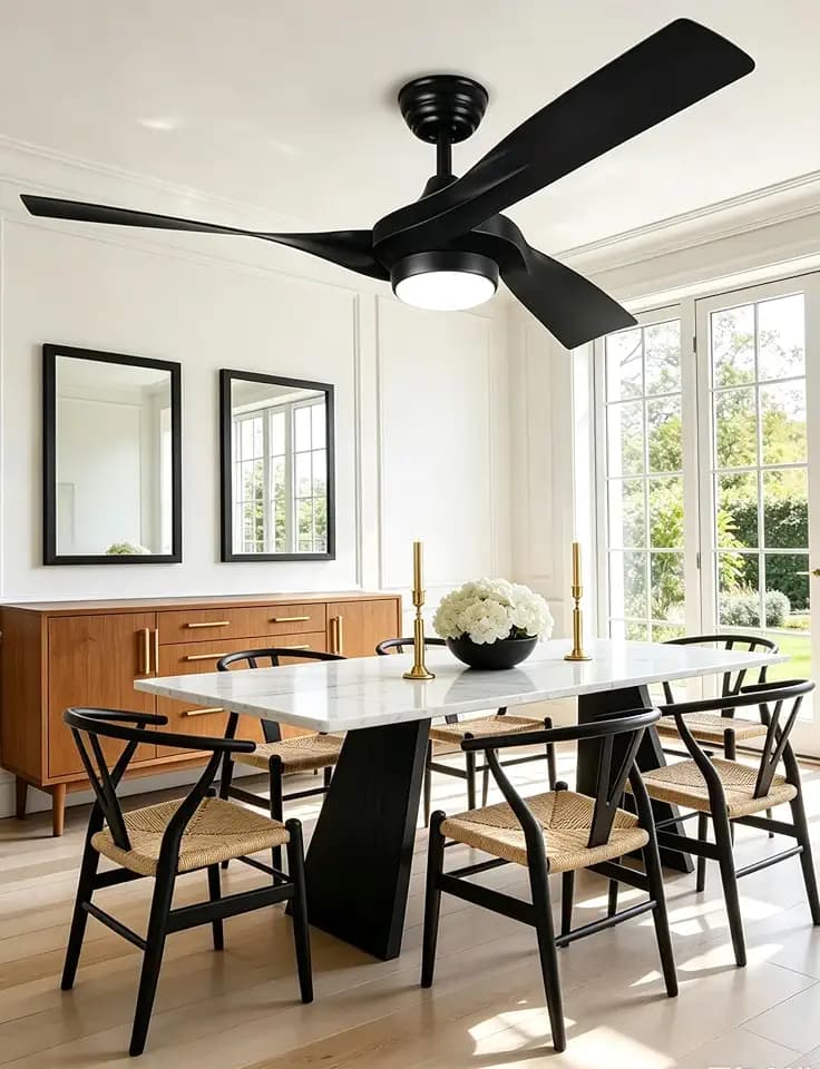Depuley Ceiling Fans with Lights and Remote: 52-Inch Designer Series 3-Blade Low Profile Fan – Black Modern Sculptural Ceiling Fan with Quiet Reversible DC Motor, Dimmable LED for Bedrrom Living Room