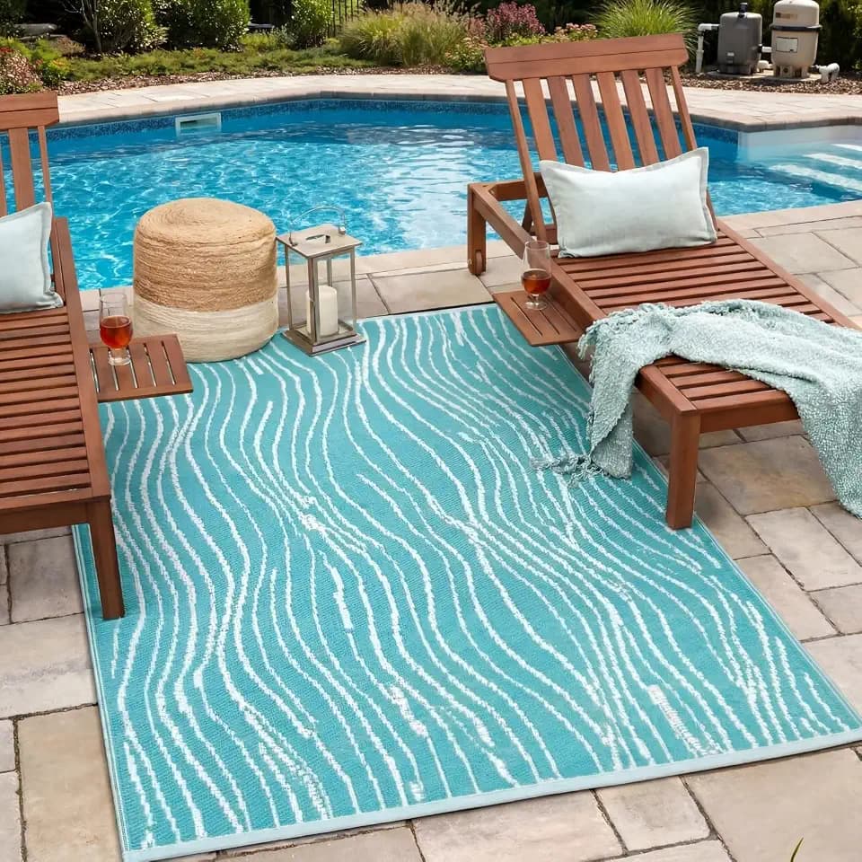 Tinideya 4x6 ft Pool Rug Pool Mats for Deck Non Slip Waterproof Outdoor