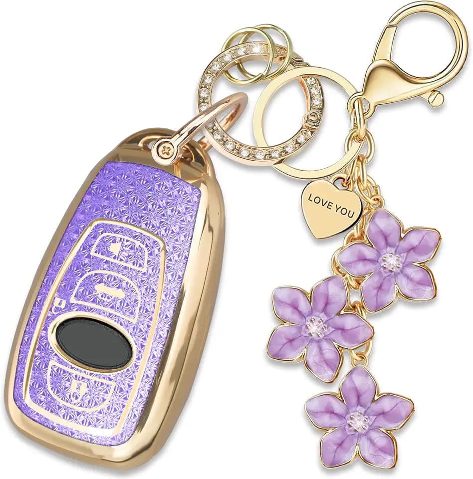 Sakura Flower Key Fob Cover for Subaru Ascent 4-Button Purple