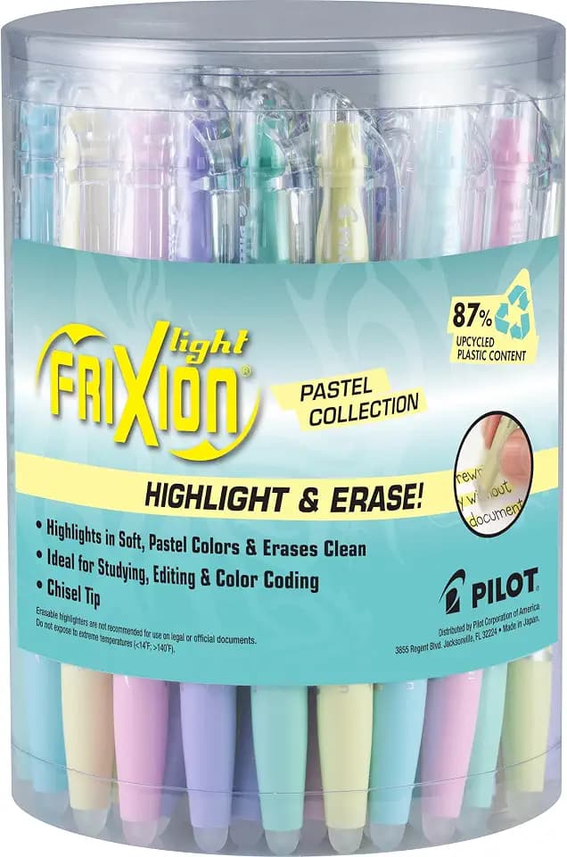PILOT FriXion Light Pastel Erasable Highlighters, Assorted Colors, 36-Pack