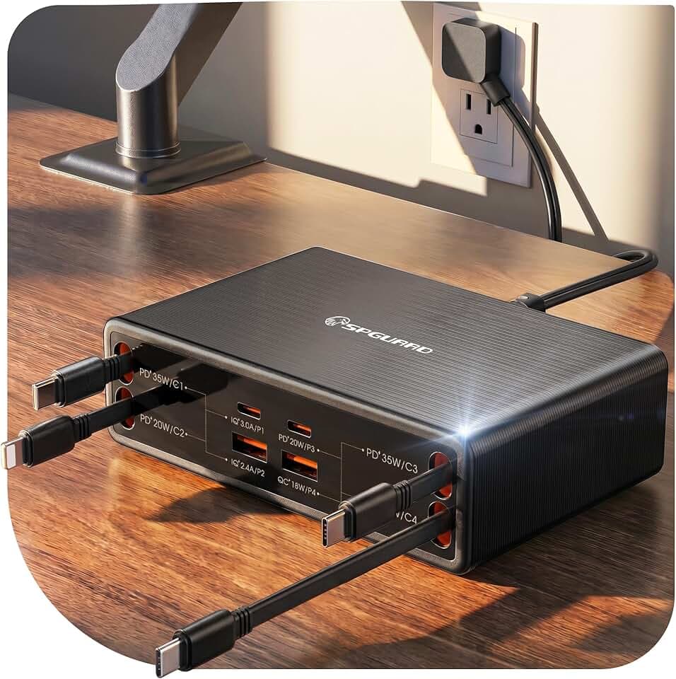105W 8 in1 Retractable Charger USB C Ladegerät,mit 4 Einziehbares Ladekabel