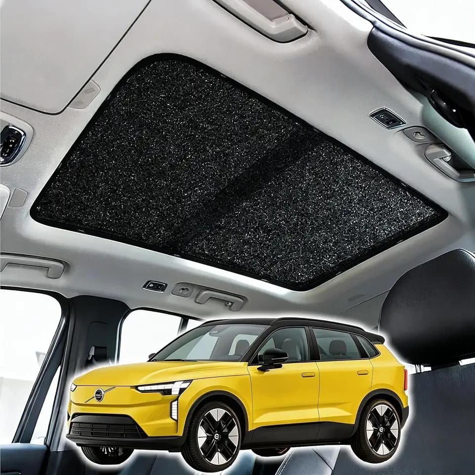 One Piece Car Sunroof Shade Compatible with Volvo EX30 Accessories, Metal Frame | Breathable Blackout | 60s Deployment, 2 Layer Foldable Sunshade Cover Car Top (Starry, EX30 Since 2023)