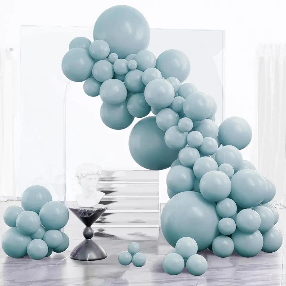 PartyWoo Dusty Blue Balloons 85pcs Light Blue Aqua Boho Different Sizes