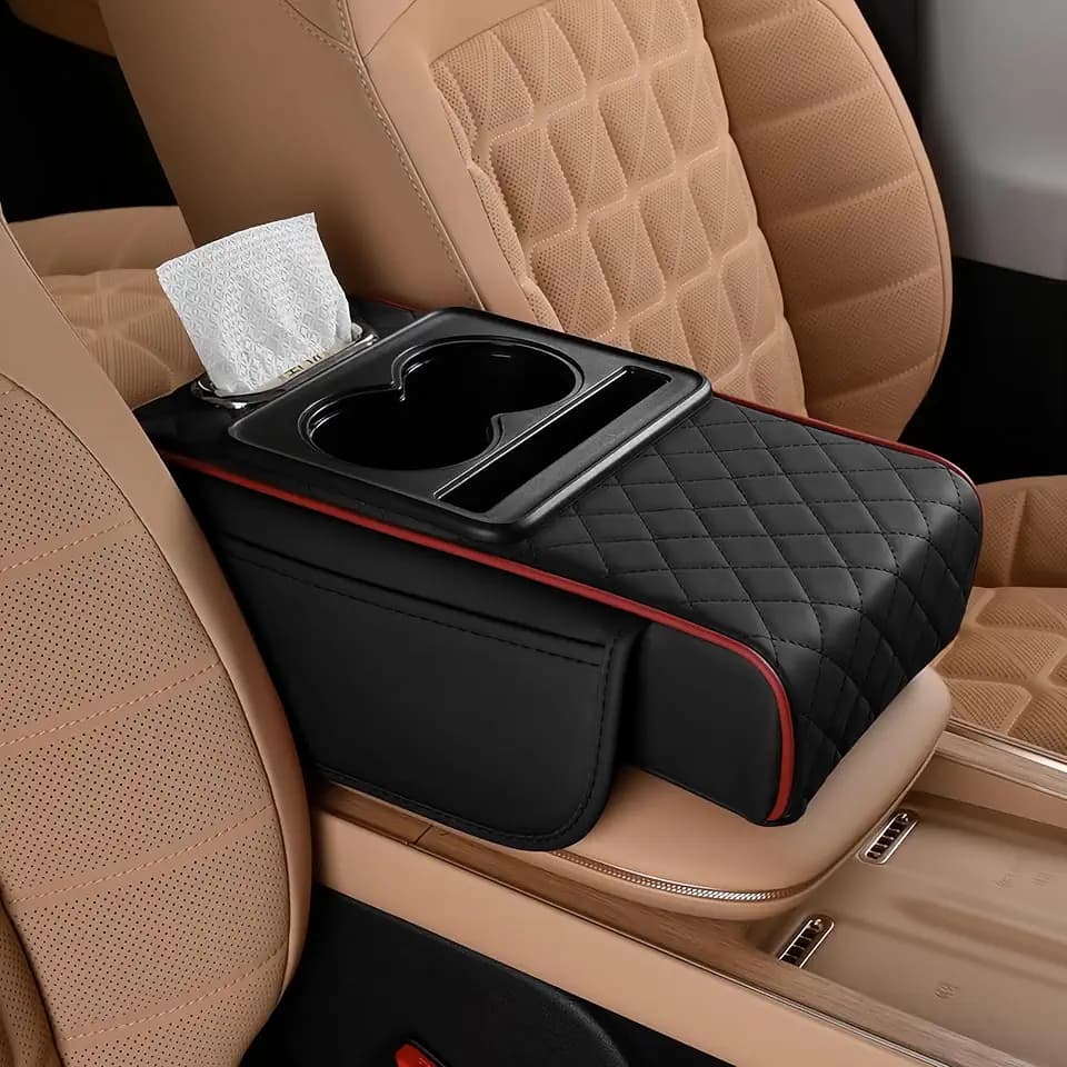 FREESOO Universal 5-in-1 Car Middle Center Console Cover with Cup Holder