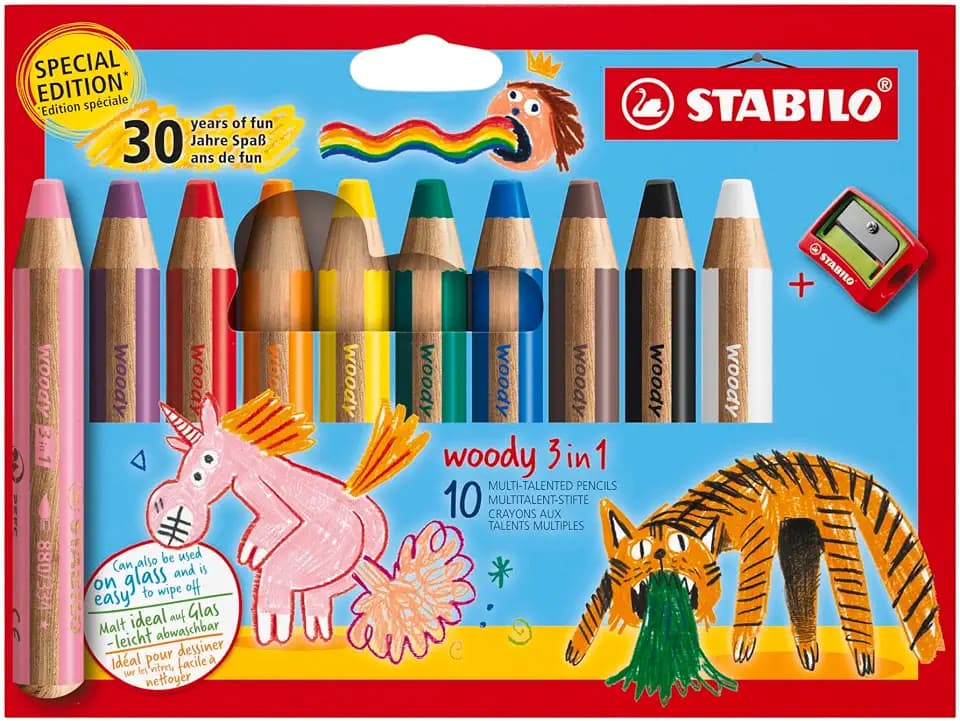 STABILO - Buntstift, Wasserfarbe & Wachsmalkreide - woody 3 in 1